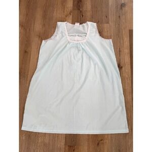 Simply Basic Coastal Nightgown Women XL Aqua Lace Trim Sleeveless Vintage